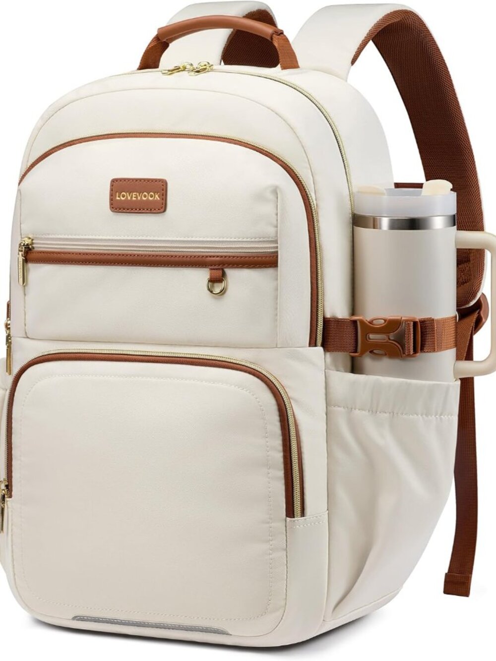 Laptop Backpack for Women, Travel Backpack with Giant Tumbler Holder, Multi-Pock